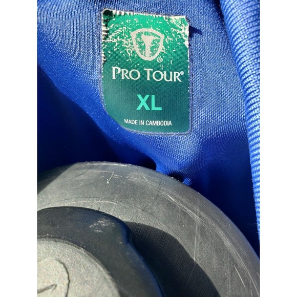 PGA Tour Men's Golf Short Sleeve Polo Blue/Charcoal Striped Shirt Size XL - Picture 4 of 10